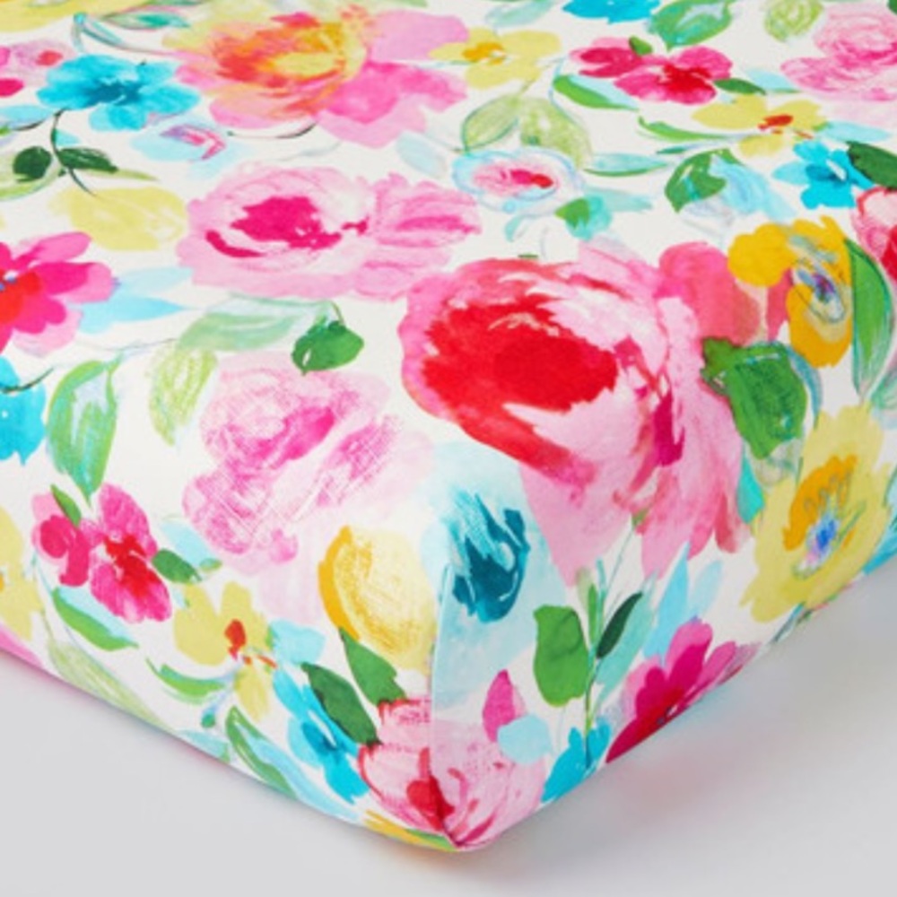 PB Kids Floral Crib Sheet Organic Cotton Hope Flowers Tracy Reese Bouquet NWT